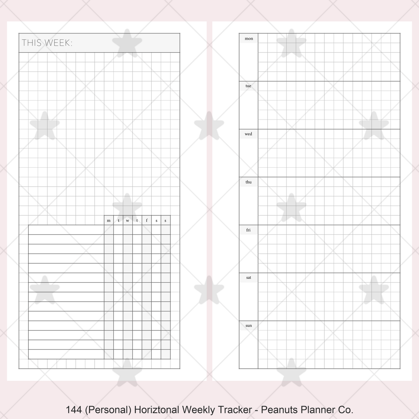 144: Horizontal Grid Weekly w/ Daily Habit Tracker Wo1P Wo2P