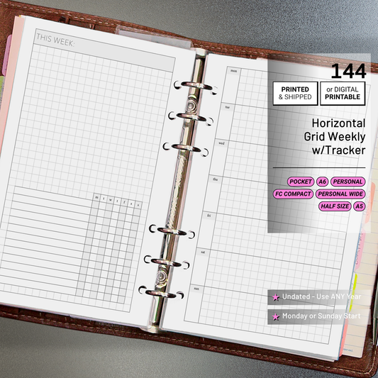144: Horizontal Grid Weekly w/ Daily Habit Tracker Wo1P Wo2P