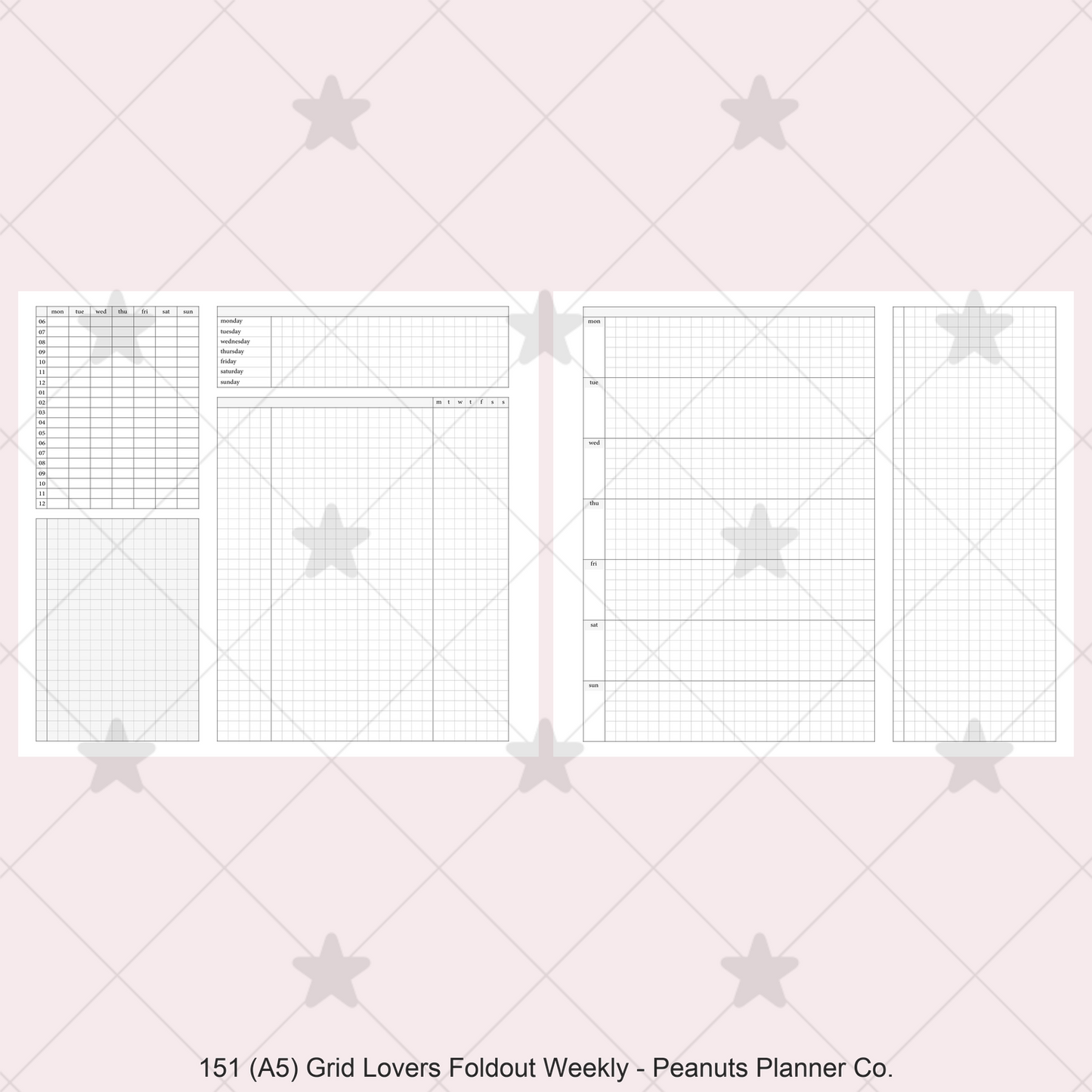 151: Grid Lovers Foldout Weekly w/ Time Blocking, Daily Habit Tracking, Wo1P, Tasks, Notes