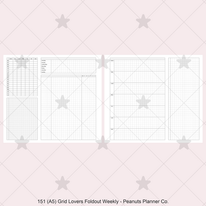 151: Grid Lovers Foldout Weekly w/ Time Blocking, Daily Habit Tracking, Wo1P, Tasks, Notes