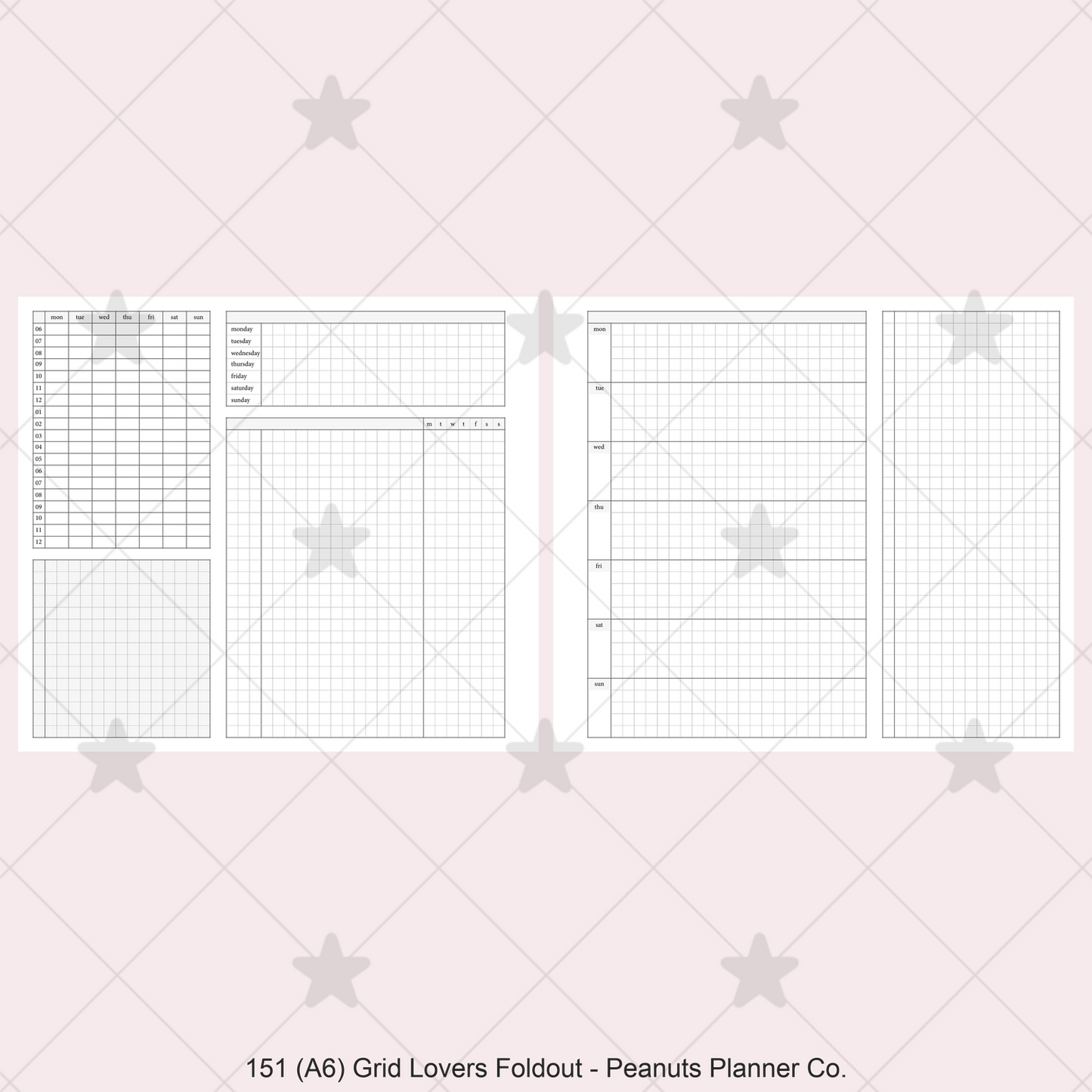 151: Grid Lovers Foldout Weekly w/ Time Blocking, Daily Habit Tracking, Wo1P, Tasks, Notes