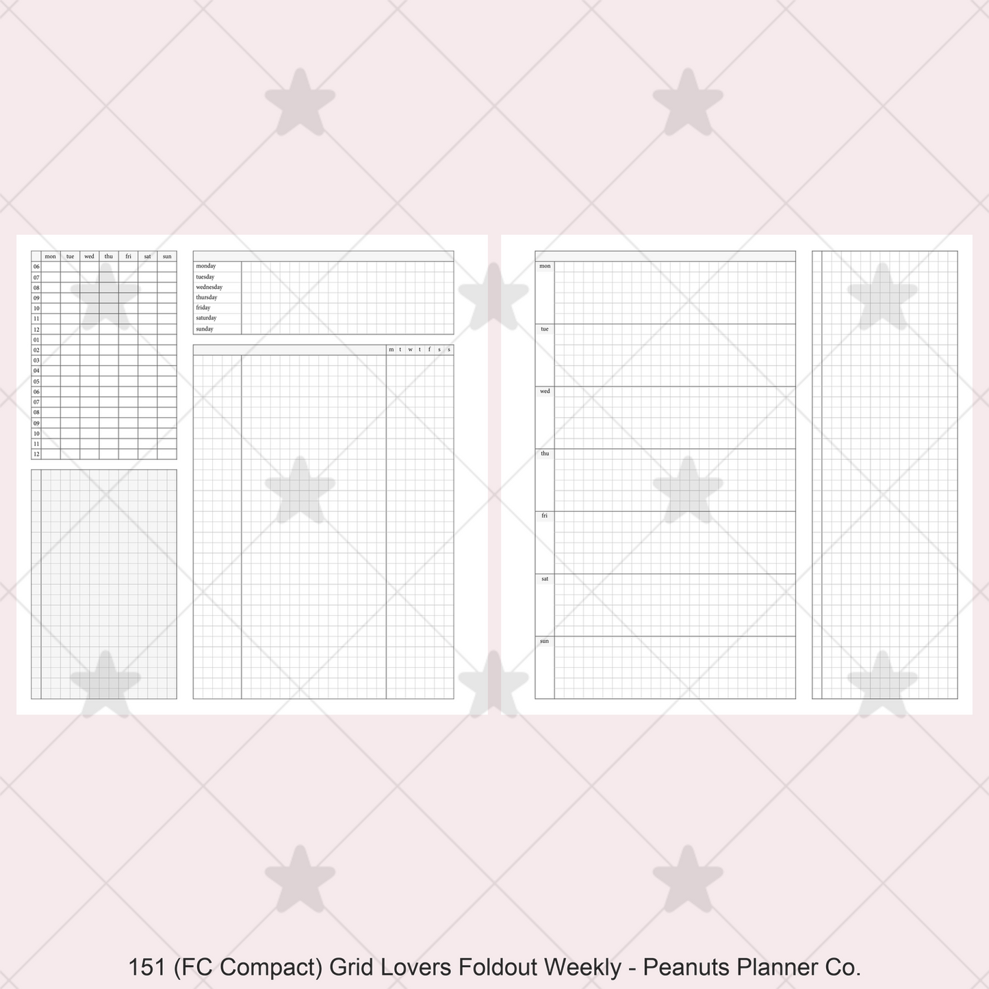 151: Grid Lovers Foldout Weekly w/ Time Blocking, Daily Habit Tracking, Wo1P, Tasks, Notes