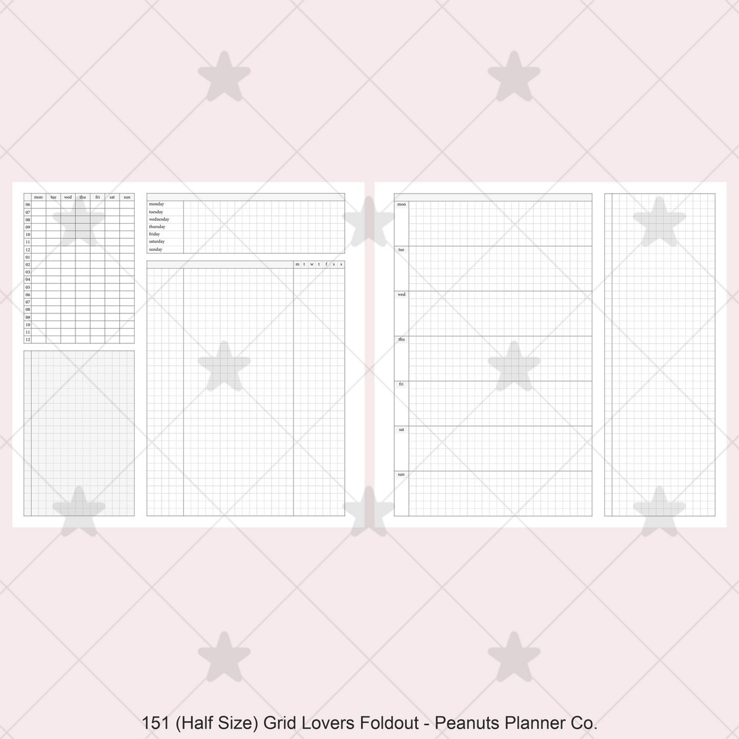 151: Grid Lovers Foldout Weekly w/ Time Blocking, Daily Habit Tracking, Wo1P, Tasks, Notes