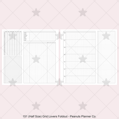 151: Grid Lovers Foldout Weekly w/ Time Blocking, Daily Habit Tracking, Wo1P, Tasks, Notes