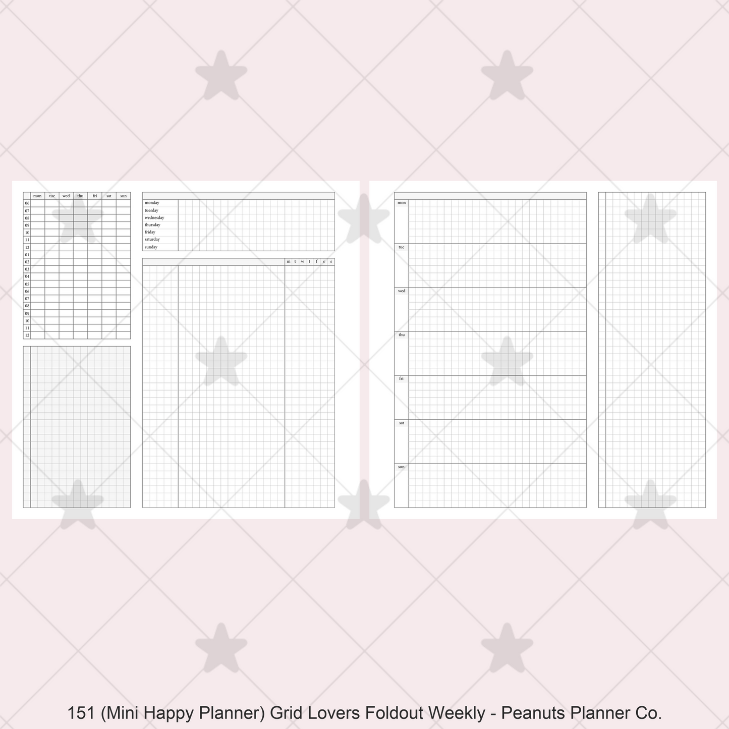 151: Grid Lovers Foldout Weekly w/ Time Blocking, Daily Habit Tracking, Wo1P, Tasks, Notes