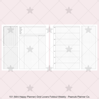 151: Grid Lovers Foldout Weekly w/ Time Blocking, Daily Habit Tracking, Wo1P, Tasks, Notes