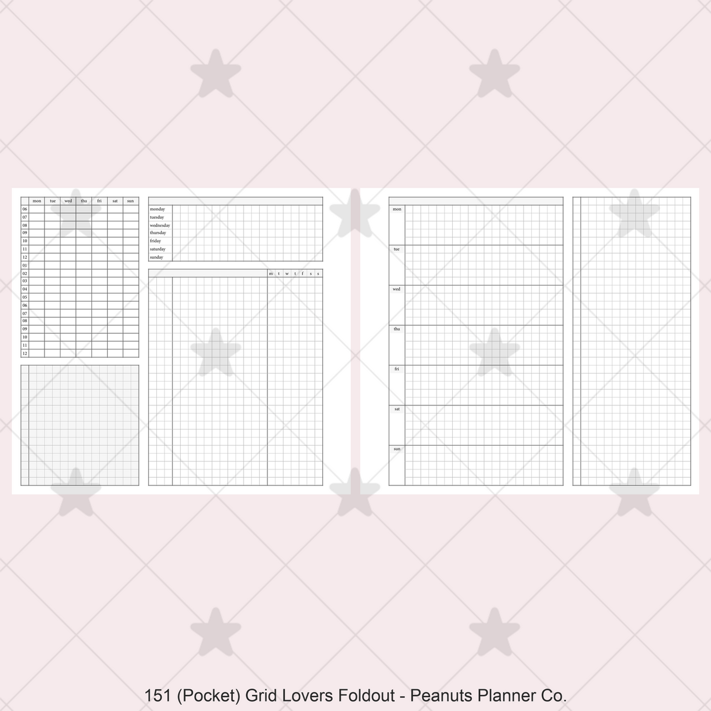 151: Grid Lovers Foldout Weekly w/ Time Blocking, Daily Habit Tracking, Wo1P, Tasks, Notes