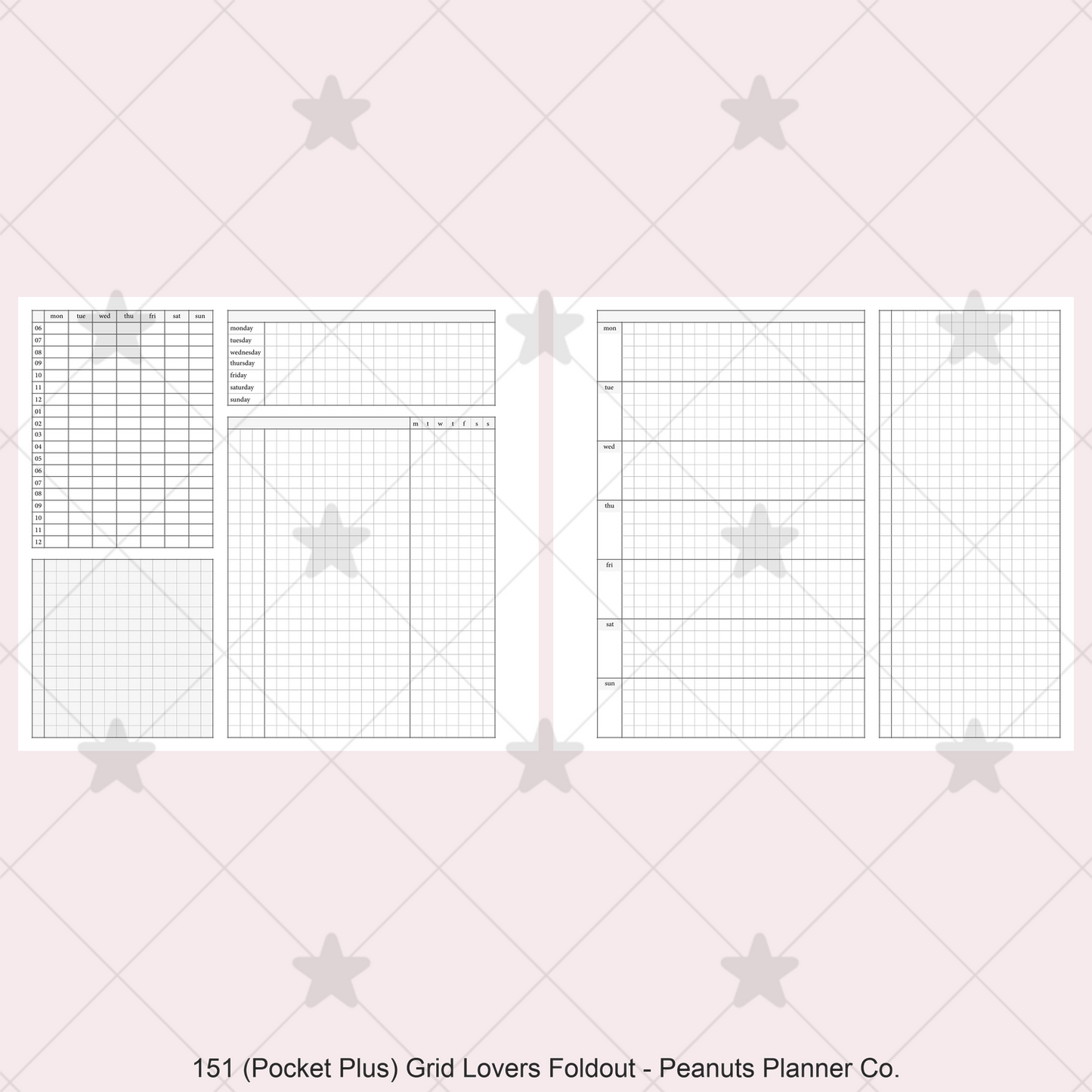 151: Grid Lovers Foldout Weekly w/ Time Blocking, Daily Habit Tracking, Wo1P, Tasks, Notes