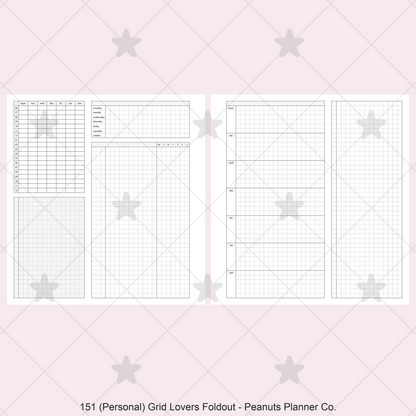 151: Grid Lovers Foldout Weekly w/ Time Blocking, Daily Habit Tracking, Wo1P, Tasks, Notes