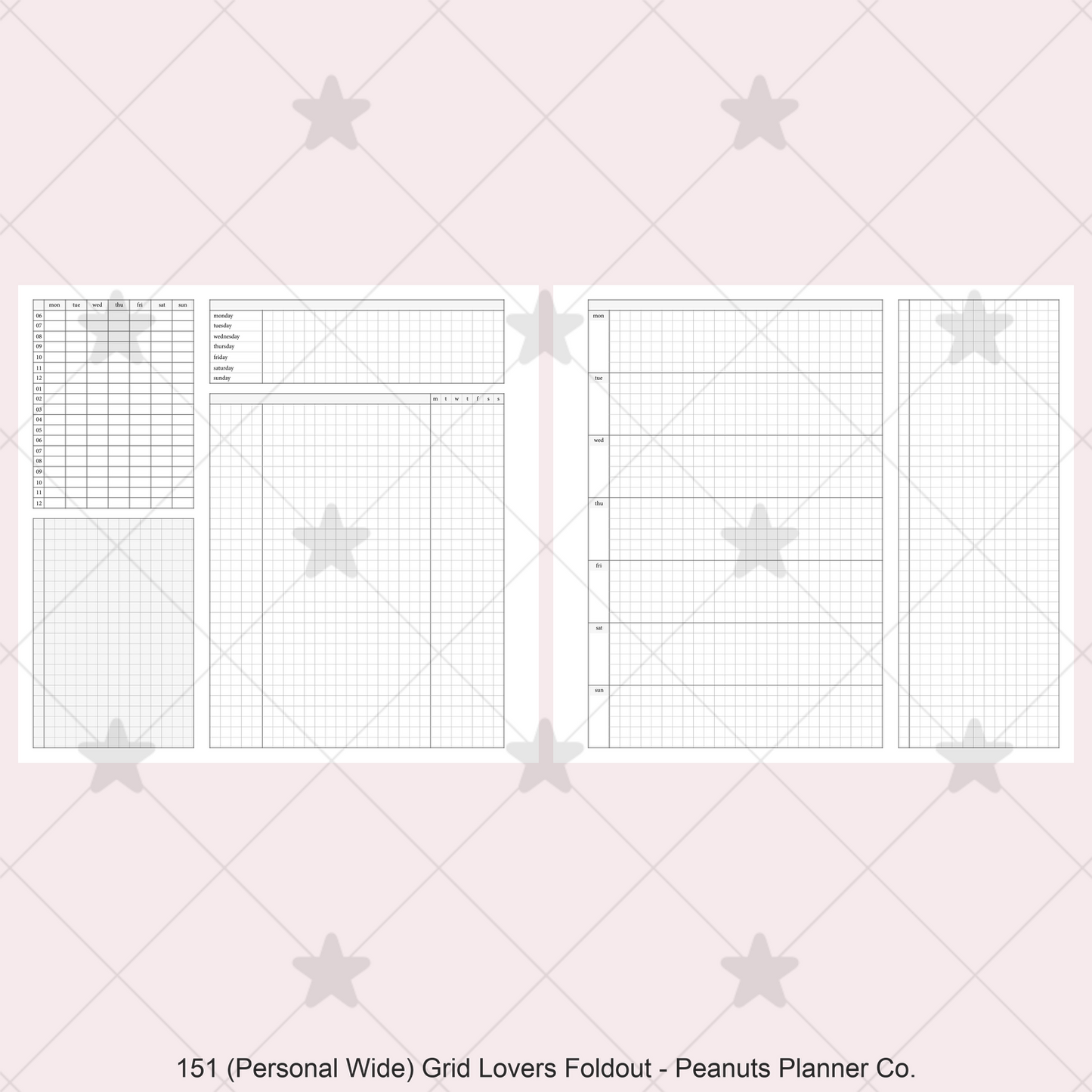 151: Grid Lovers Foldout Weekly w/ Time Blocking, Daily Habit Tracking, Wo1P, Tasks, Notes