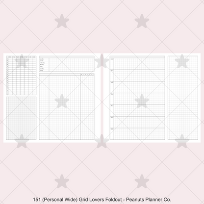 151: Grid Lovers Foldout Weekly w/ Time Blocking, Daily Habit Tracking, Wo1P, Tasks, Notes