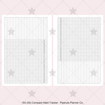 154: Compact Horizontal Monthly Daily Habit Tracker Mo1P