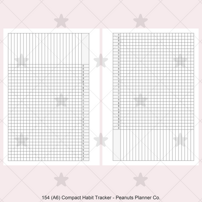 154: Compact Horizontal Monthly Daily Habit Tracker Mo1P