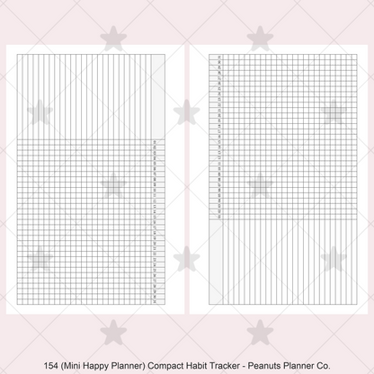 154: Compact Horizontal Monthly Daily Habit Tracker Mo1P