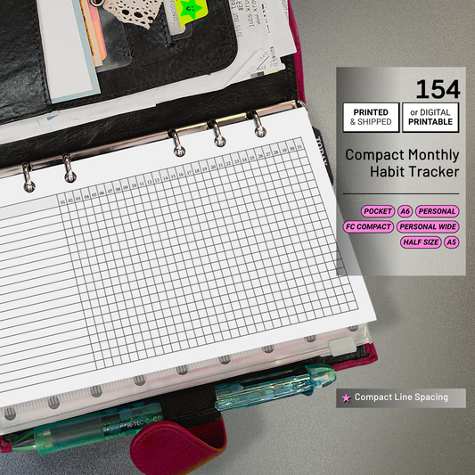 154: Compact Horizontal Monthly Daily Habit Tracker Mo1P