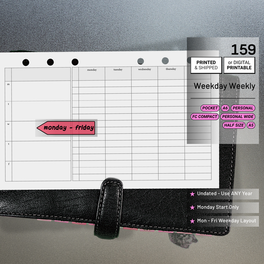 159: Weekday Monday Friday Schedule Horizontal
