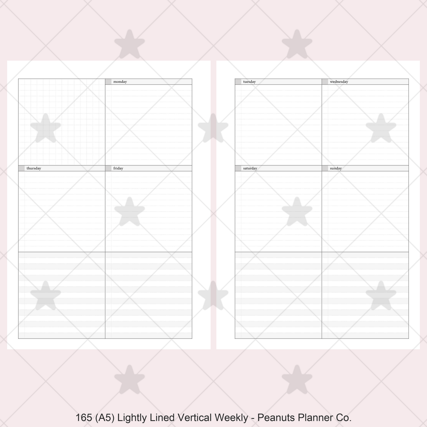 165: Lightly Lined Vertical Weekly Wo2P w/ Tasks & Notes