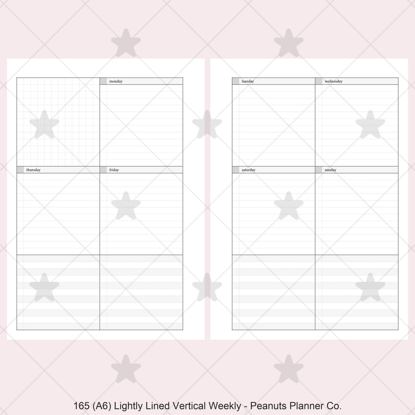 165: Lightly Lined Vertical Weekly Wo2P w/ Tasks & Notes