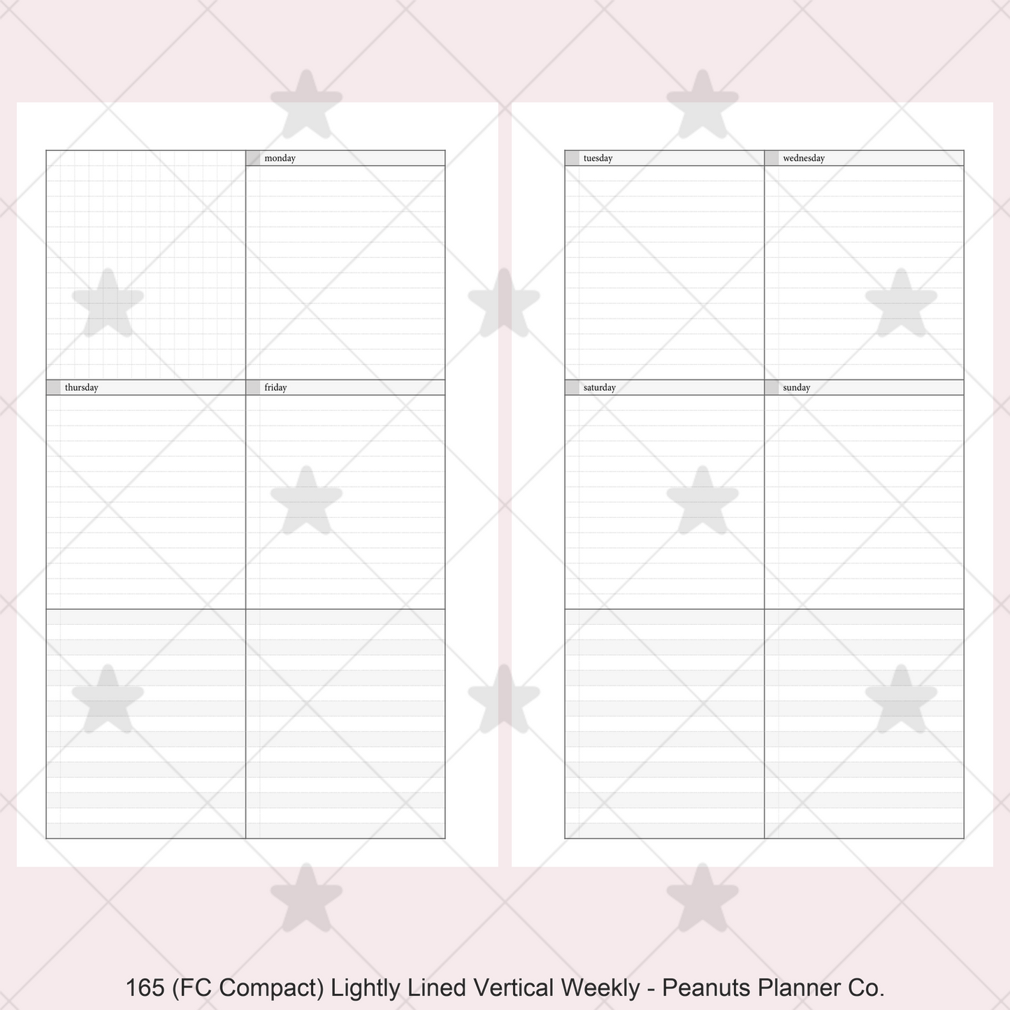 165: Lightly Lined Vertical Weekly Wo2P w/ Tasks & Notes