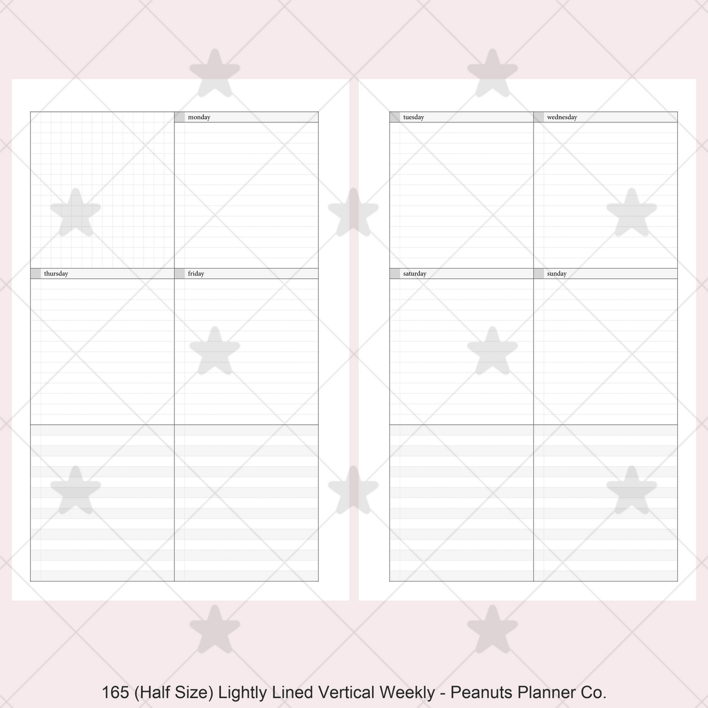 165: Lightly Lined Vertical Weekly Wo2P w/ Tasks & Notes