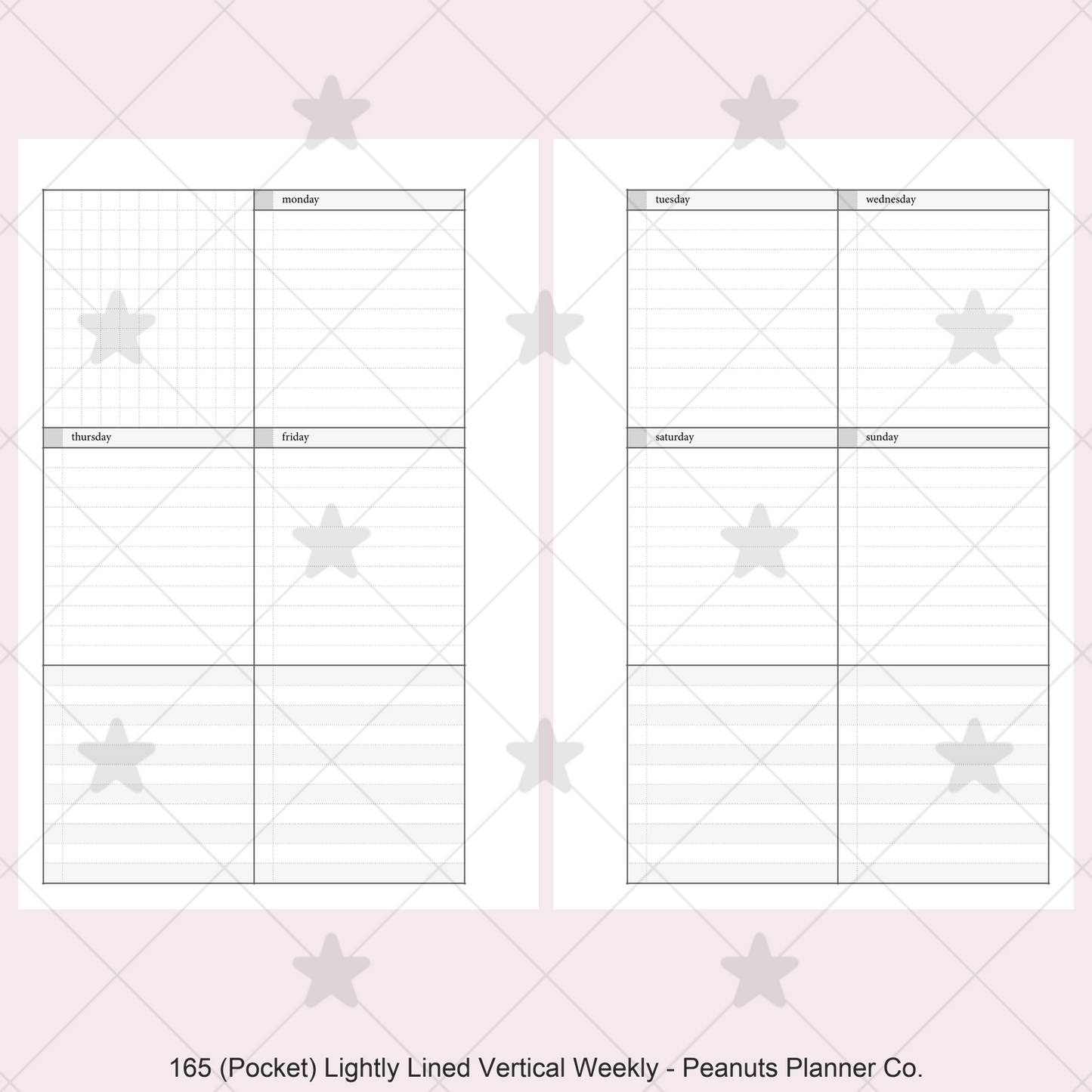 165: Lightly Lined Vertical Weekly Wo2P w/ Tasks & Notes