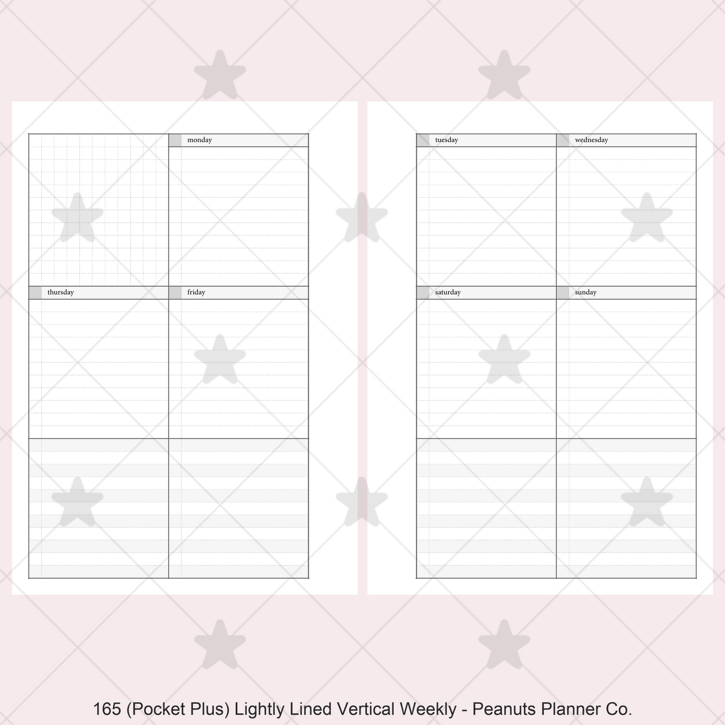 165: Lightly Lined Vertical Weekly Wo2P w/ Tasks & Notes