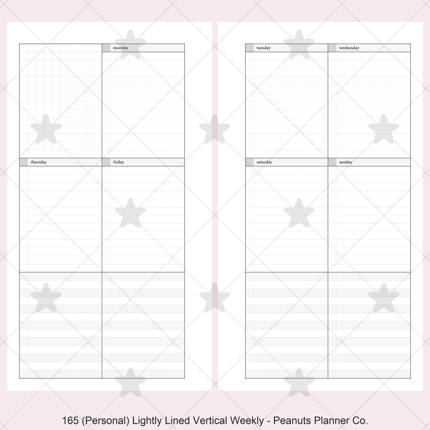 165: Lightly Lined Vertical Weekly Wo2P w/ Tasks & Notes