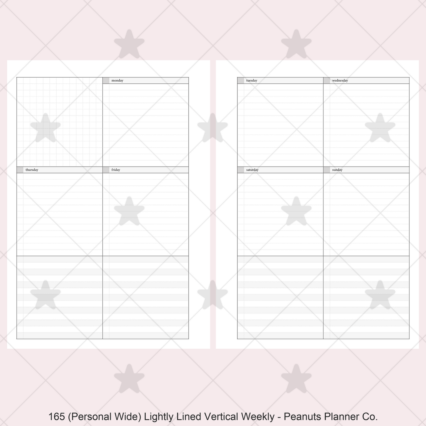 165: Lightly Lined Vertical Weekly Wo2P w/ Tasks & Notes
