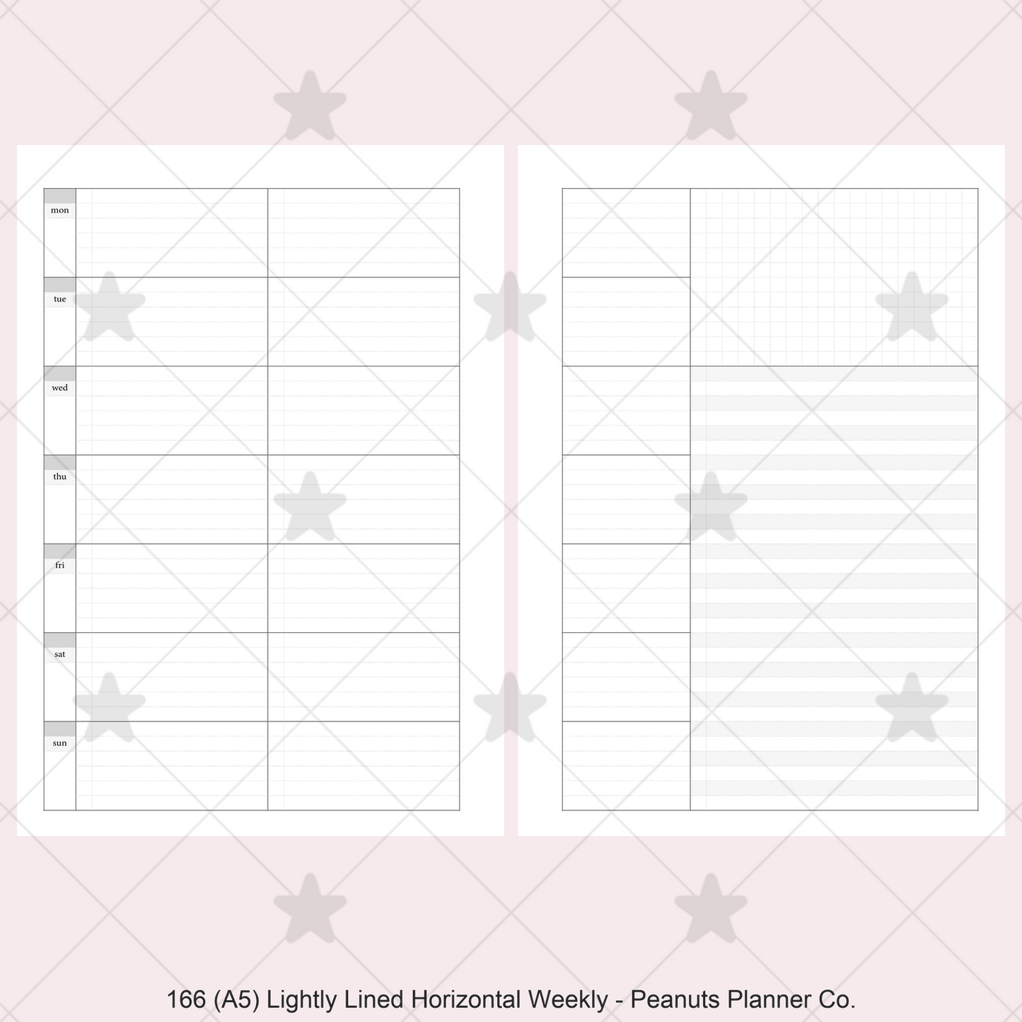 166: Lightly Lined Sectioned Horizontal Weekly Wo1P Wo2P w/ Running Tasks List & Notes