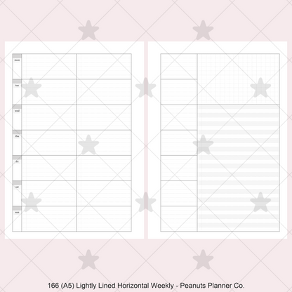 166: Lightly Lined Sectioned Horizontal Weekly Wo1P Wo2P w/ Running Tasks List & Notes