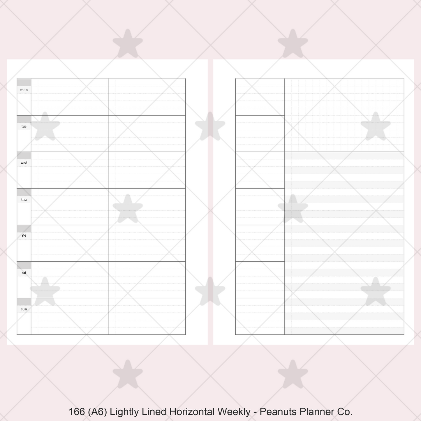 166: Lightly Lined Sectioned Horizontal Weekly Wo1P Wo2P w/ Running Tasks List & Notes