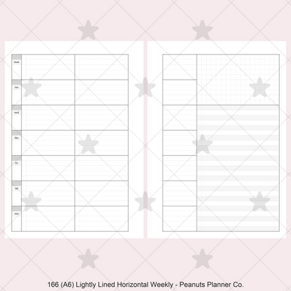 166: Lightly Lined Sectioned Horizontal Weekly Wo1P Wo2P w/ Running Tasks List & Notes