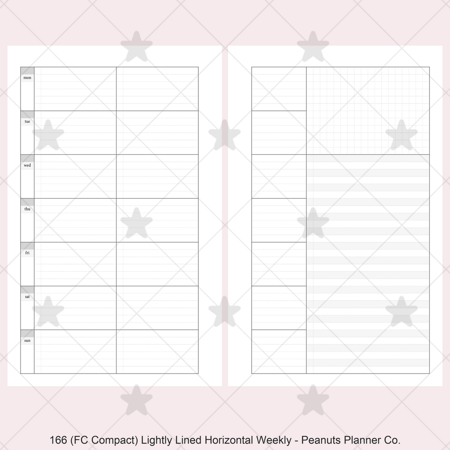 166: Lightly Lined Sectioned Horizontal Weekly Wo1P Wo2P w/ Running Tasks List & Notes