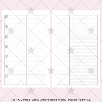 166: Lightly Lined Sectioned Horizontal Weekly Wo1P Wo2P w/ Running Tasks List & Notes
