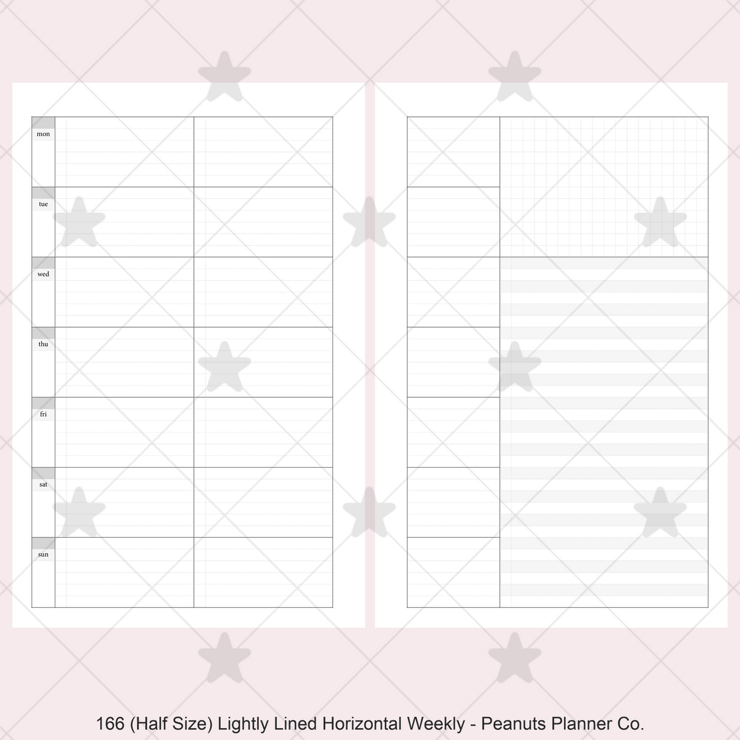 166: Lightly Lined Sectioned Horizontal Weekly Wo1P Wo2P w/ Running Tasks List & Notes