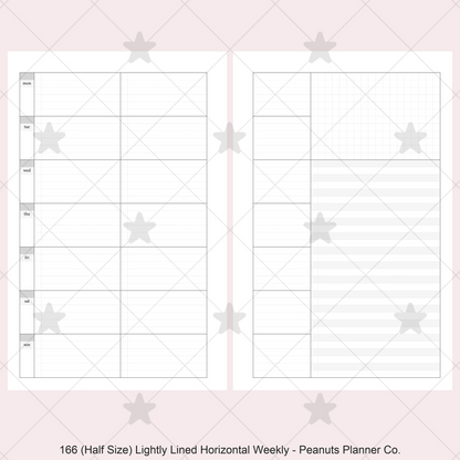 166: Lightly Lined Sectioned Horizontal Weekly Wo1P Wo2P w/ Running Tasks List & Notes