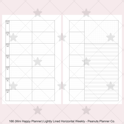 166: Lightly Lined Sectioned Horizontal Weekly Wo1P Wo2P w/ Running Tasks List & Notes