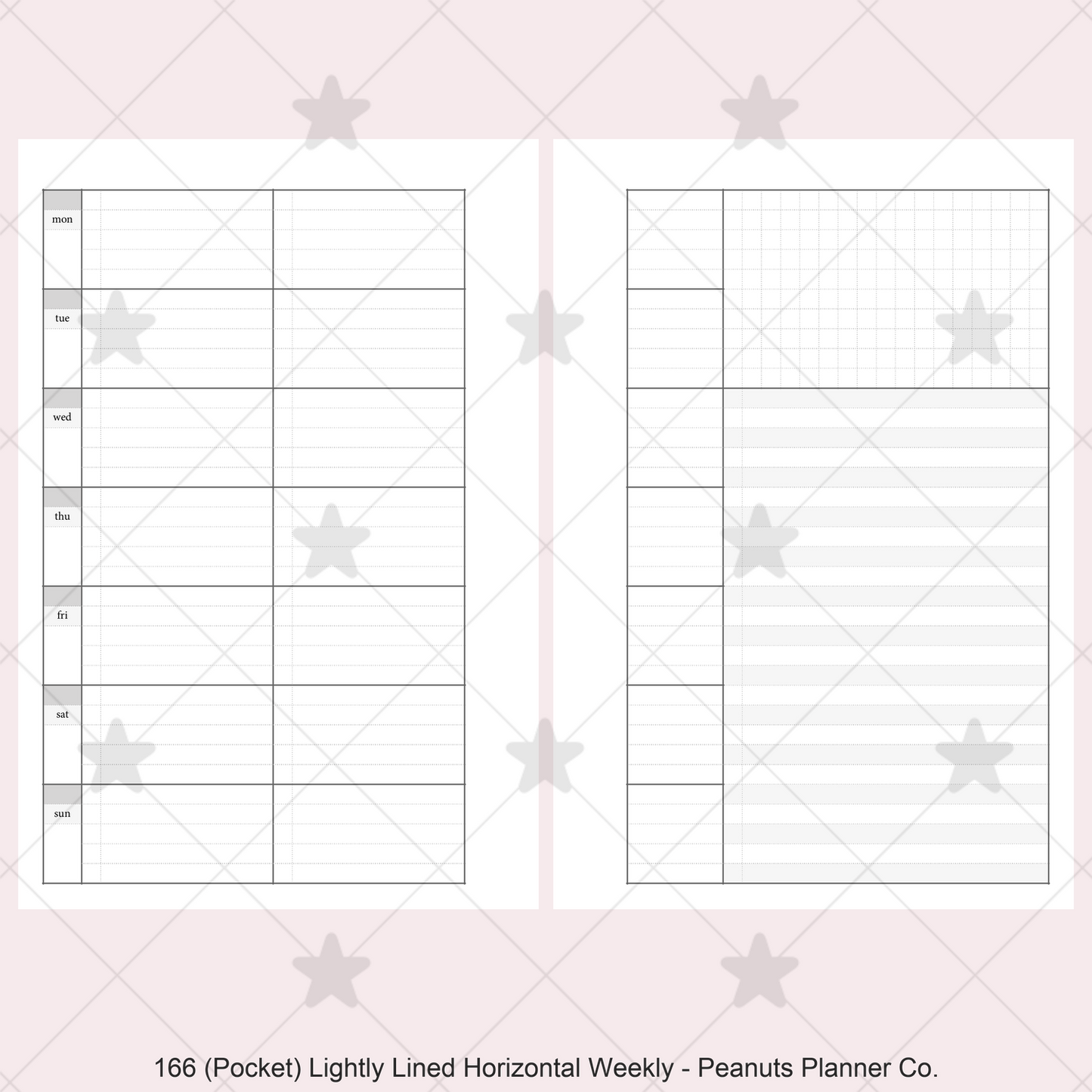 166: Lightly Lined Sectioned Horizontal Weekly Wo1P Wo2P w/ Running Tasks List & Notes