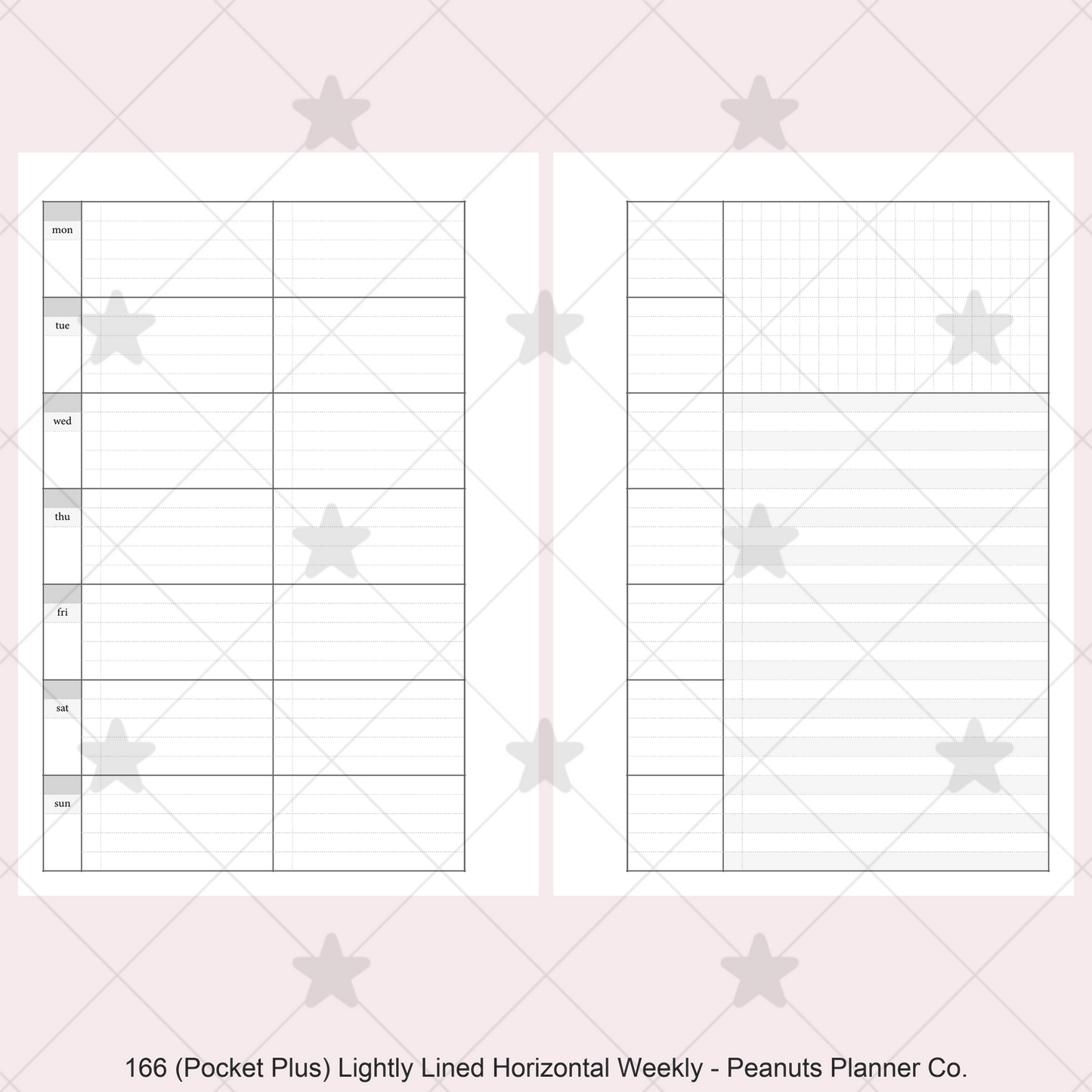 166: Lightly Lined Sectioned Horizontal Weekly Wo1P Wo2P w/ Running Tasks List & Notes