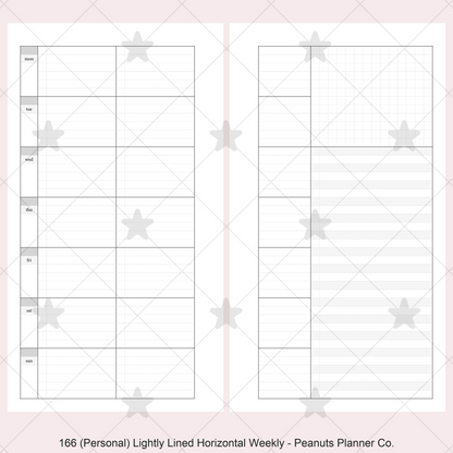 166: Lightly Lined Sectioned Horizontal Weekly Wo1P Wo2P w/ Running Tasks List & Notes