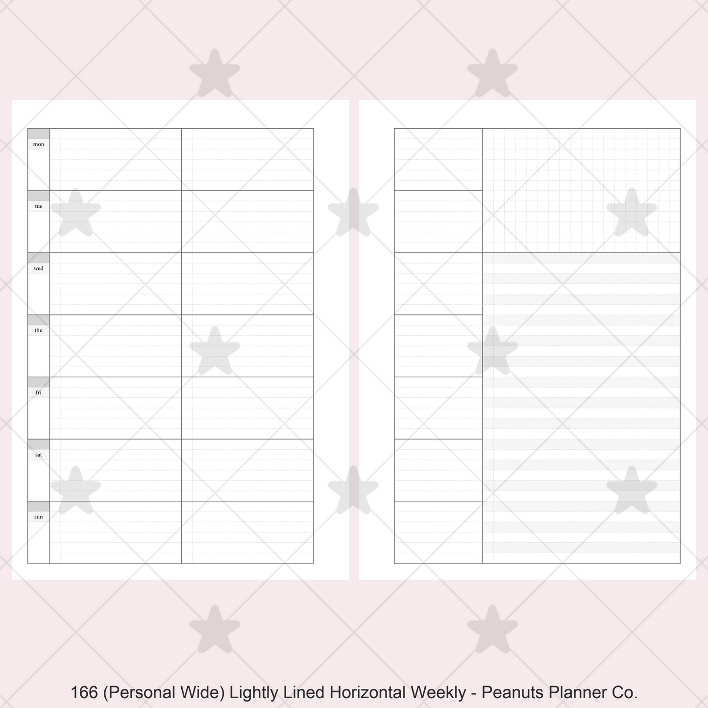 166: Lightly Lined Sectioned Horizontal Weekly Wo1P Wo2P w/ Running Tasks List & Notes