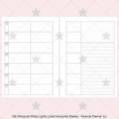 166: Lightly Lined Sectioned Horizontal Weekly Wo1P Wo2P w/ Running Tasks List & Notes