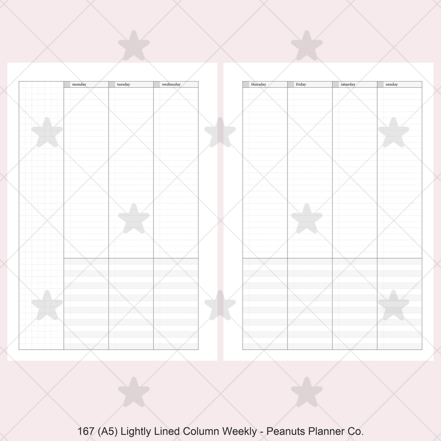 167: Lightly Lined Vertical Column Weekly Wo2P w/ Tasks & Notes