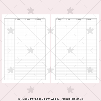 167: Lightly Lined Vertical Column Weekly Wo2P w/ Tasks & Notes
