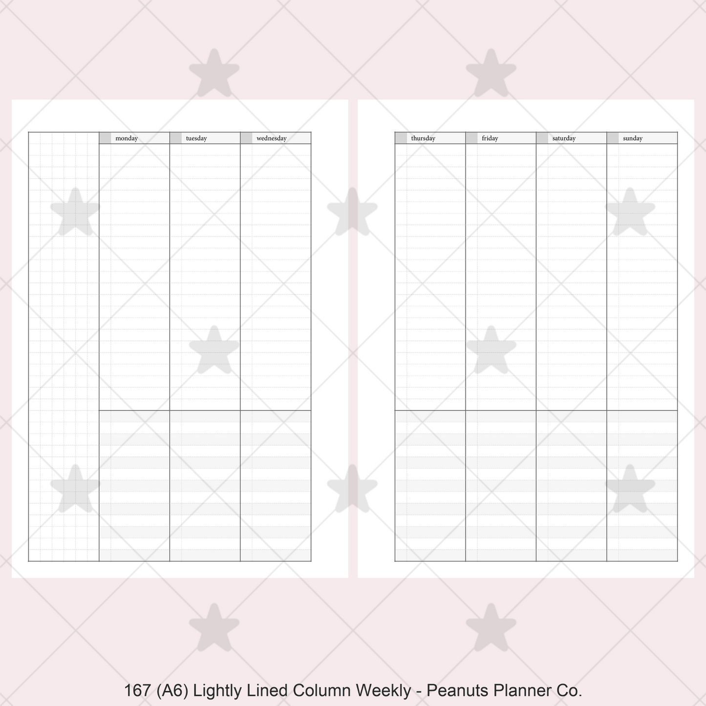 167: Lightly Lined Vertical Column Weekly Wo2P w/ Tasks & Notes