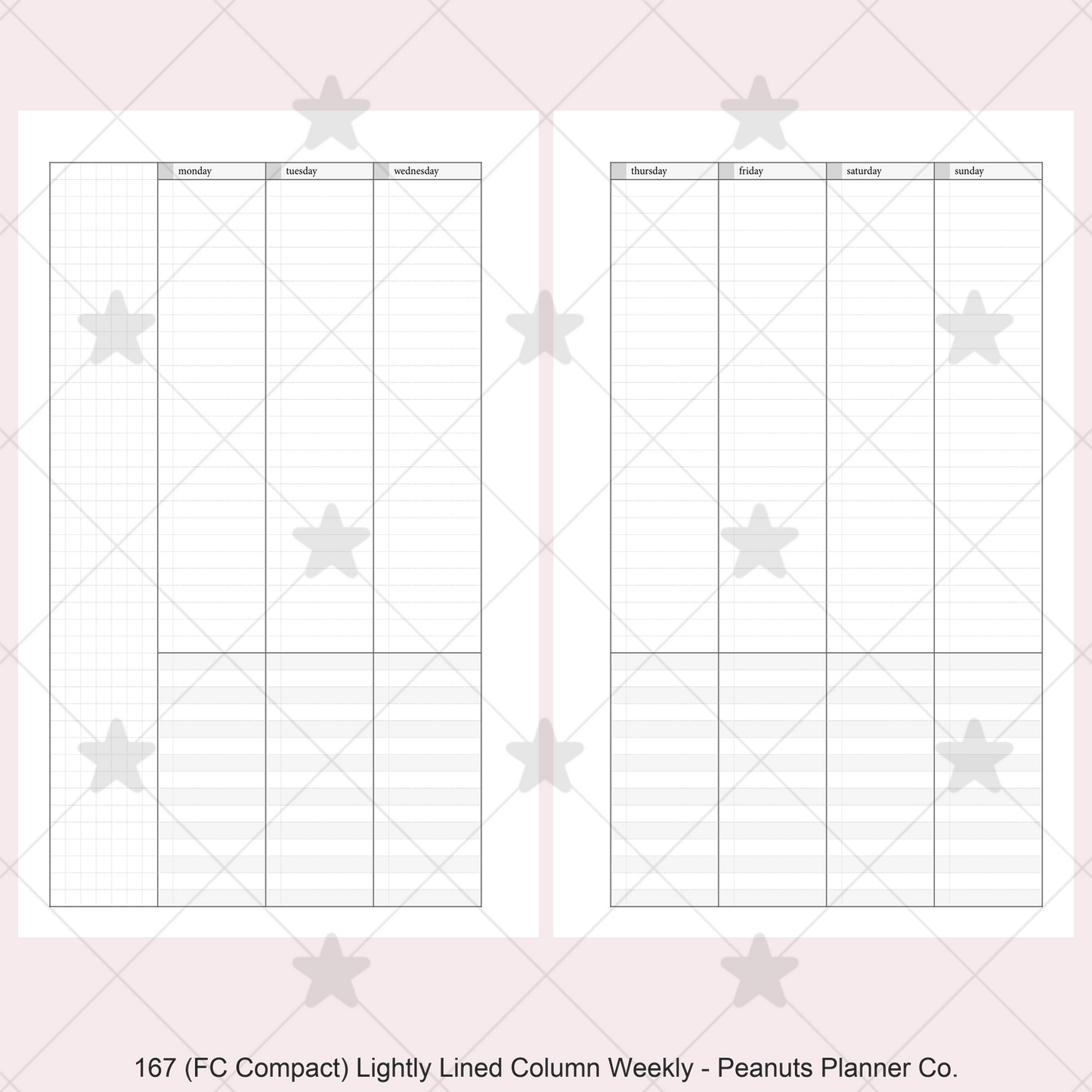 167: Lightly Lined Vertical Column Weekly Wo2P w/ Tasks & Notes