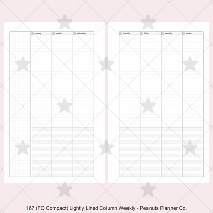 167: Lightly Lined Vertical Column Weekly Wo2P w/ Tasks & Notes
