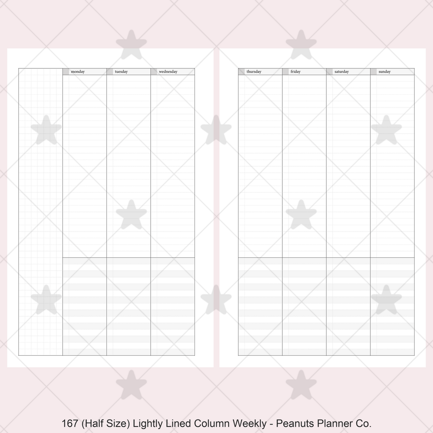 167: Lightly Lined Vertical Column Weekly Wo2P w/ Tasks & Notes