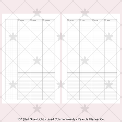 167: Lightly Lined Vertical Column Weekly Wo2P w/ Tasks & Notes