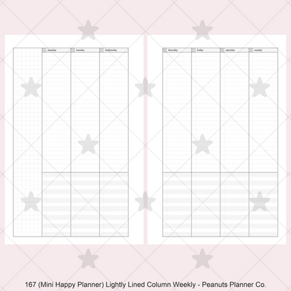 167: Lightly Lined Vertical Column Weekly Wo2P w/ Tasks & Notes